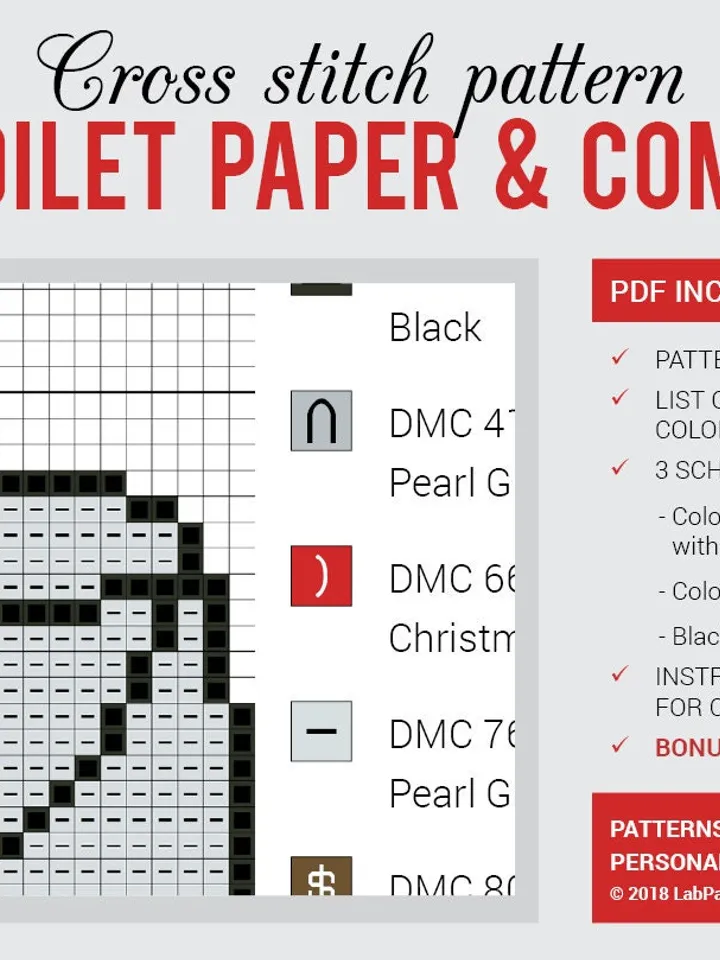 Toilet Paper and Comb Funny Quote Cross stitch pattern | Embroidery Pattern | Instant Download | Cross Stitch Patterns | Embroidery Designs