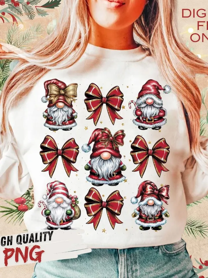Coquette Bow png, Christmas Gnome png,Christmas designs,Christmas sublimation, Merry Bright,Trending png,Vintage Holly Jolly Holidays png