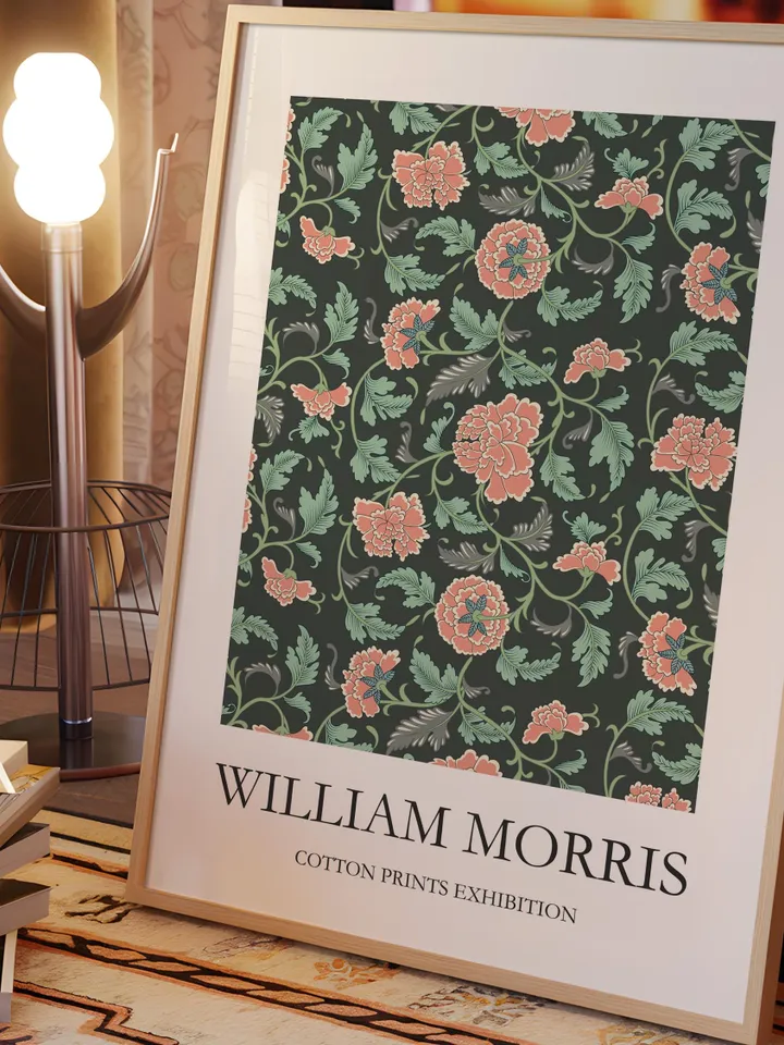 William Morris Style Wall Art Print Vintage Textile Poster Museum Inspired Design Home Decor Interior Pattern Digital Download Gift Floral