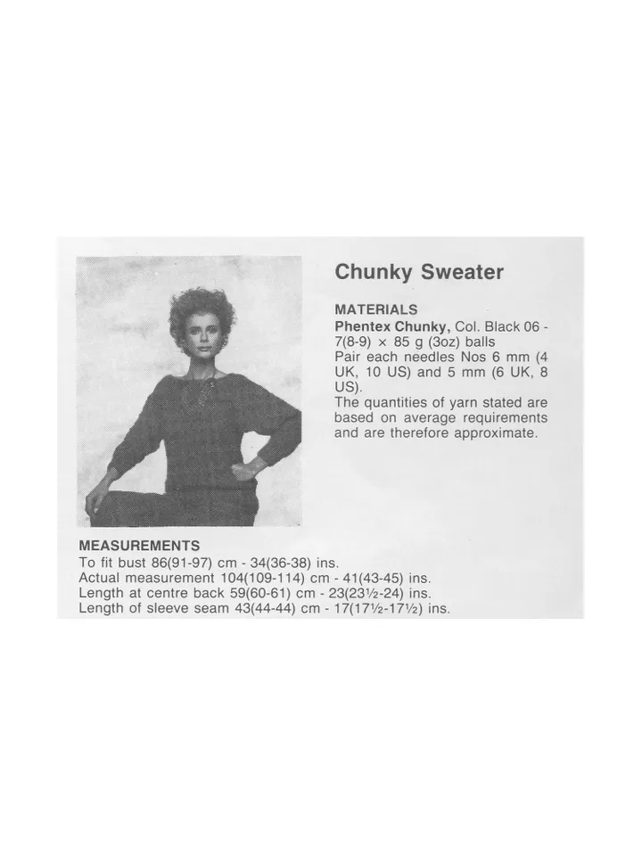 Vintage Knitting Pattern 243 Chunky Sweater Pullover Women