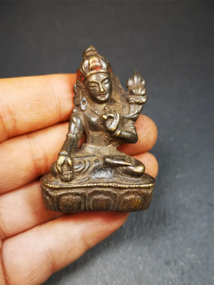 Gandhanra AcientTibetan Buddhist Statue,Terma,Green Tara,60 Years Old