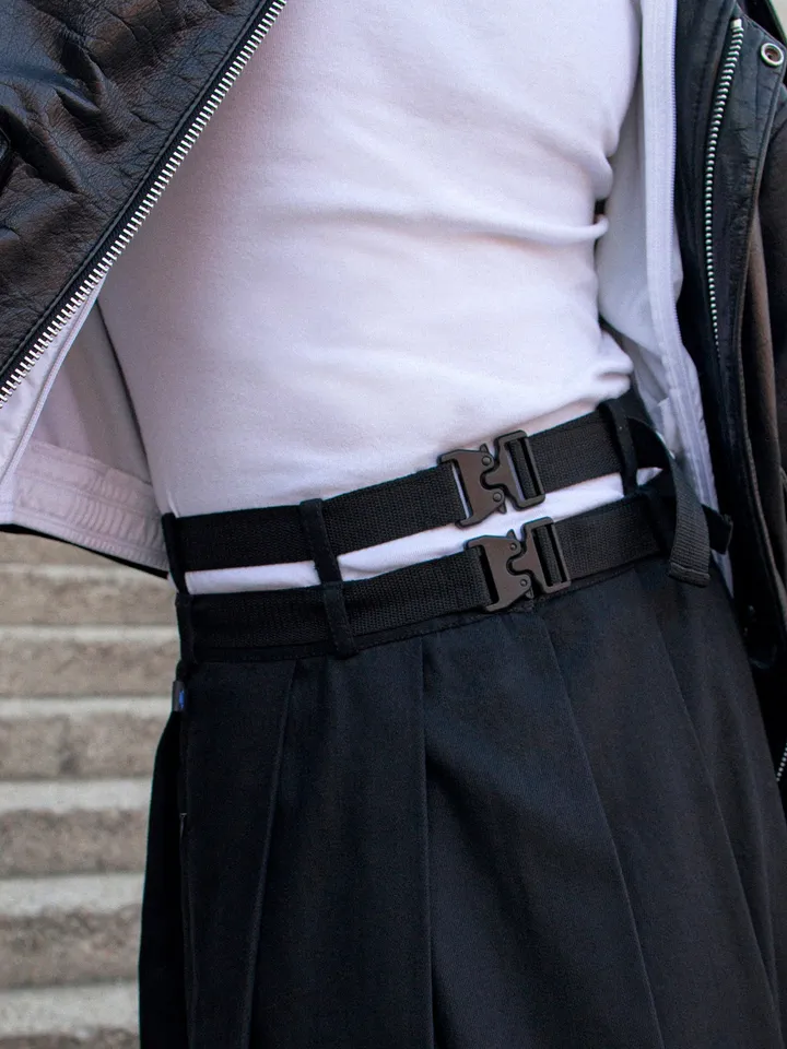 Men's maxi pleated skirt "Extra" with a double belt / not kilt