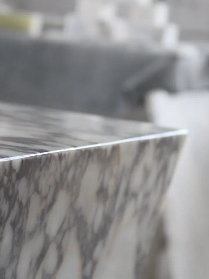 Calacatta marble geometric cube coffee table 2 pieces, end table, side table