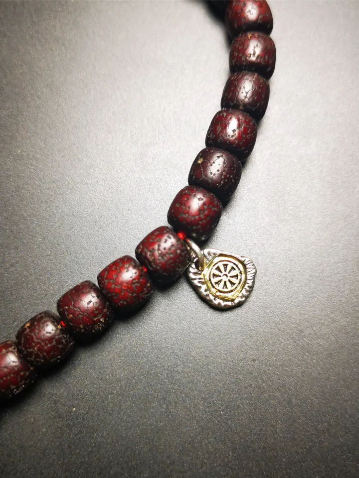 Gandhanra Tibetan Buddhist Amulet,Lucky Wheel Pendant for Prayer Bead, Mala Accessories,Sterling Silver Gold Plated,Tibetan Jewelry