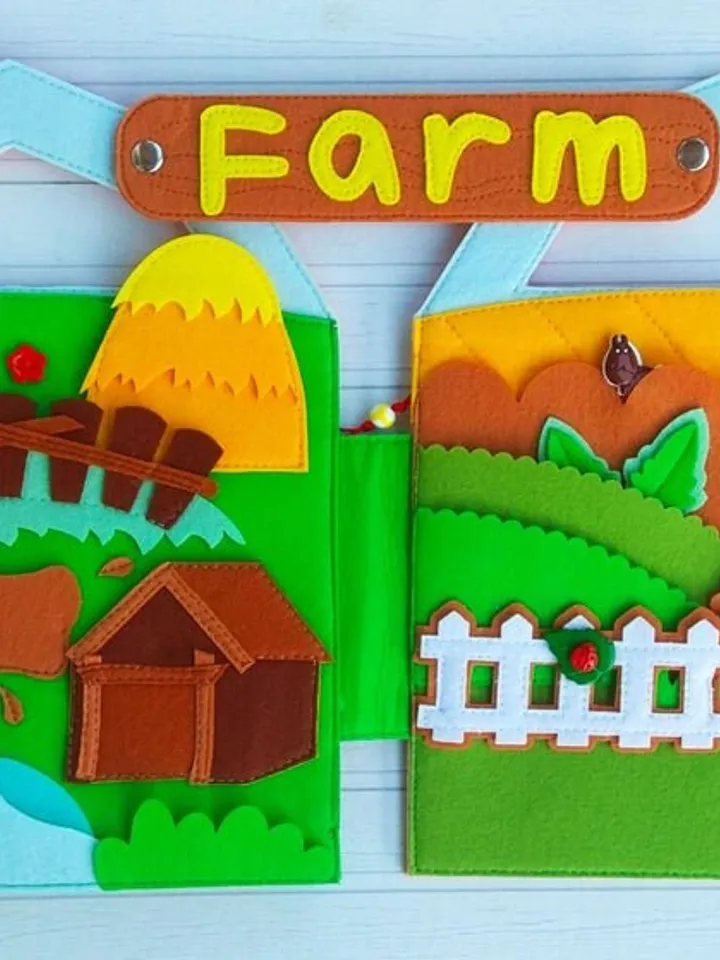 Farm Quiet book pattern for toddler, Felt book pattern pdf, Busy book ideas for kids 2, 3, 4 year old