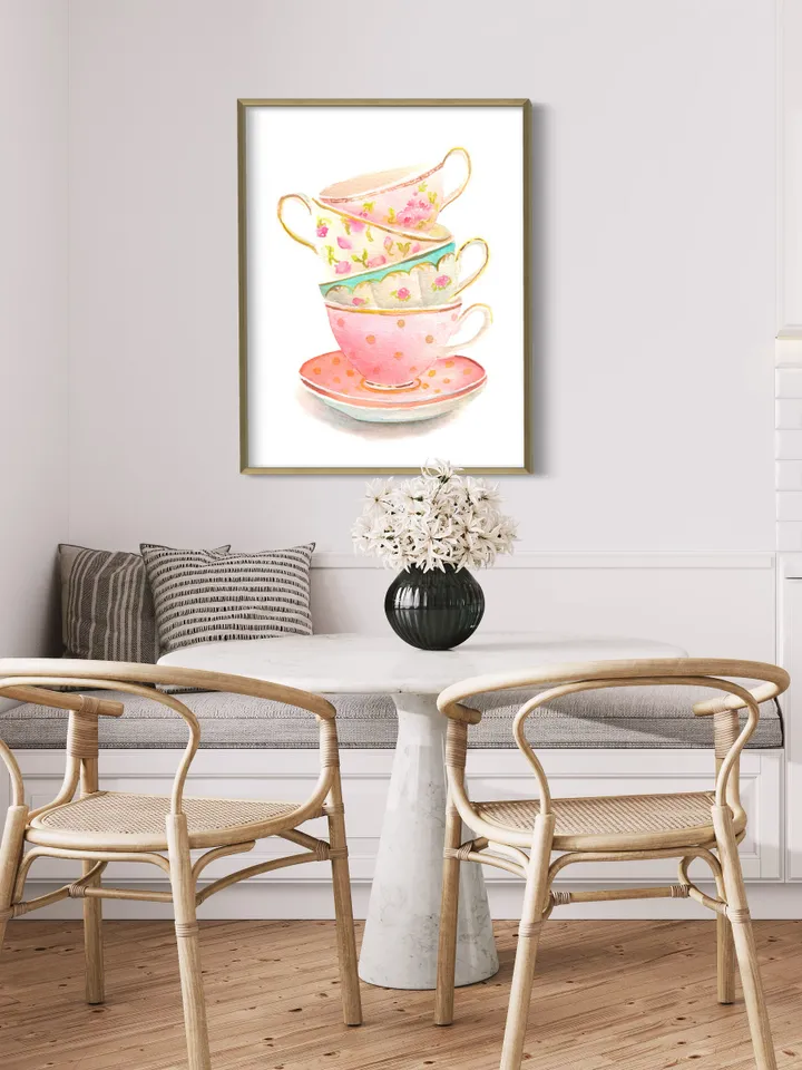 Watercolor Art Print, Kitchen Art Print, Tea Gift, Tea Lover, Tea Cup Illustration, Tea Cup Painting, Tea Party, Gift for her, Kitchen Decor