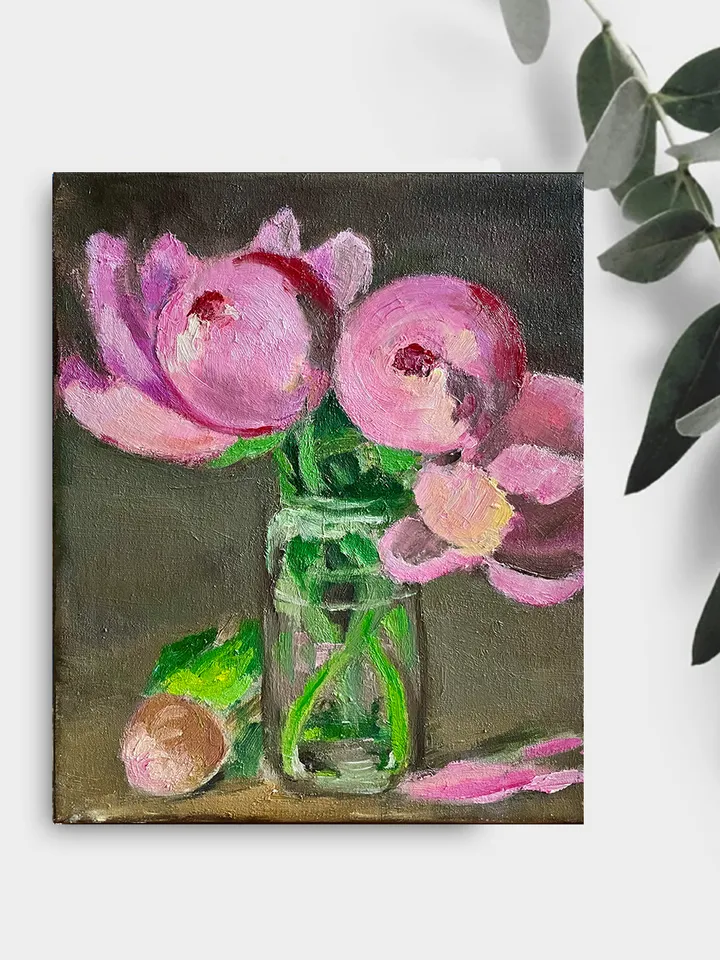 Original oil painting on Canvas Peony Flower Painting Pink Floral Wall Art