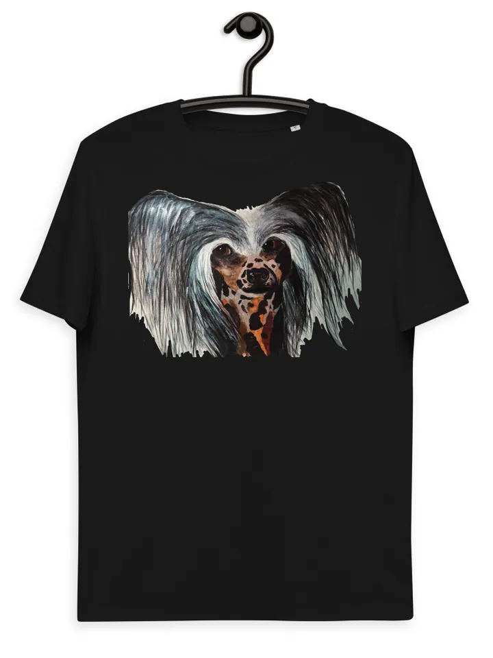 Chinese crested dog Unisex organic cotton t-shirt made with my own design,original watercolor chinese dog painting,funny animals gifts.