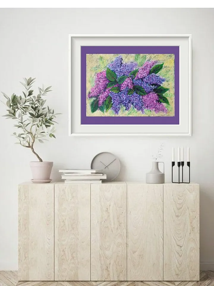 Lilac Painting Floral Original Art Flower Bouquet Wall Art Acrylic Painting