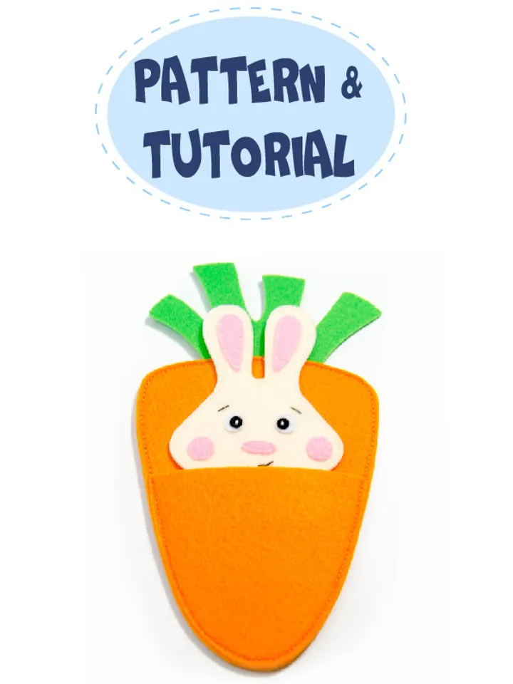 Bunny in the Carrot pocket house, PDF Pattern and Tutorial, SVG file