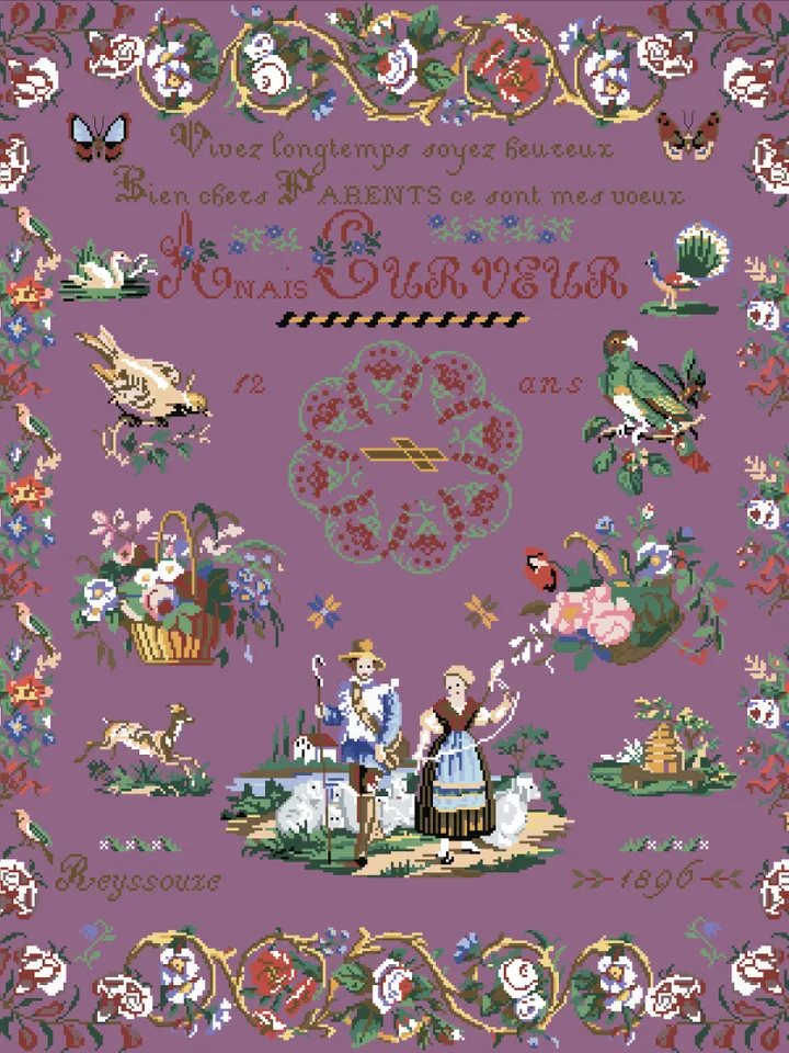 Antique Cross Stitch Pattern Sampler Digital Download PDF