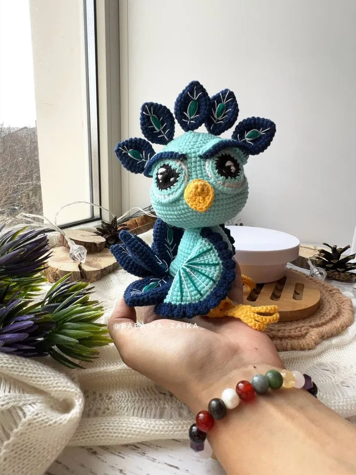 PDF Crochet Peacock Pattern, Amigurumi Bird, Crochet Bird Pattern, Amigurumi Peacock, Amigurumi animal, Bird Doll Pattern, Bird amigurumi