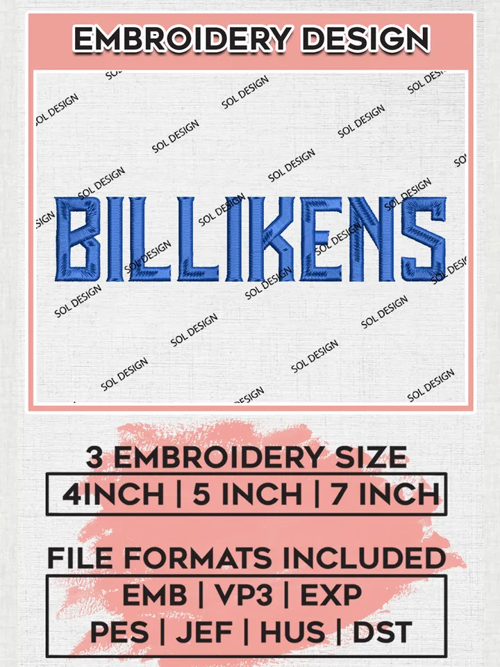 NCAA Billikens College Team Word Logo Embroidery Design Files, NCAA Saint Louis Billikens Machine Embroidery, NCAA Teams, 3 sizes, NCAA Machine embroidery designs, Digital Download