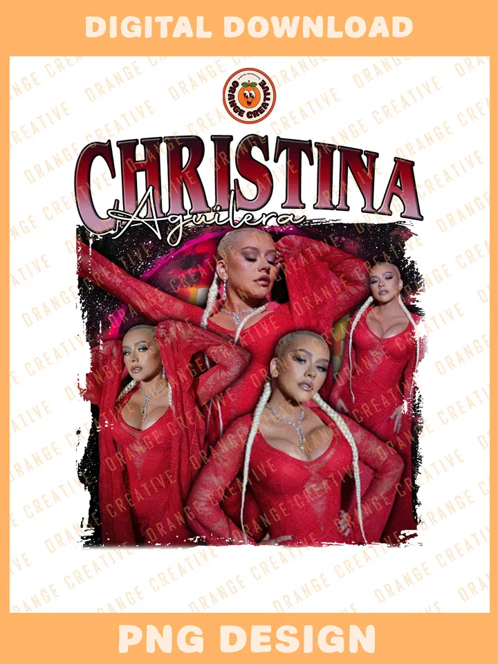 Retro Chris.tina Aguilera Singer Bootleg T-shirt PNG, 90s Bootleg Template, Graphic Aguilera PNG Files, Custom Bootleg Music Tee, Digital Download