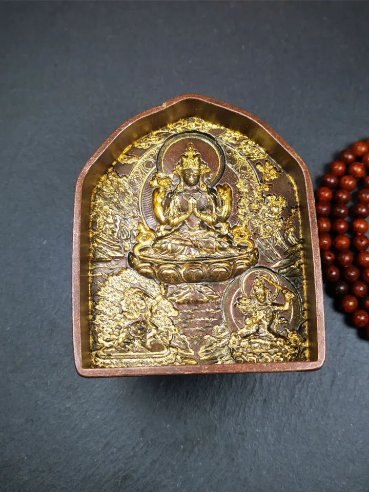 Gandhanra Tibetan Buddha Statue Tsa Tsa Mold,Three Great Bodhisattvas,Manjushri,Chenrezig,Vajrapani,Tsha Tsha Mould For Making Clay Statue