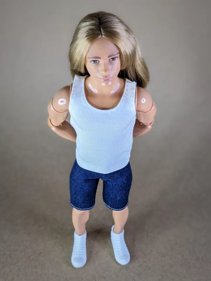 White tank top for 12-inch fashion male dolls