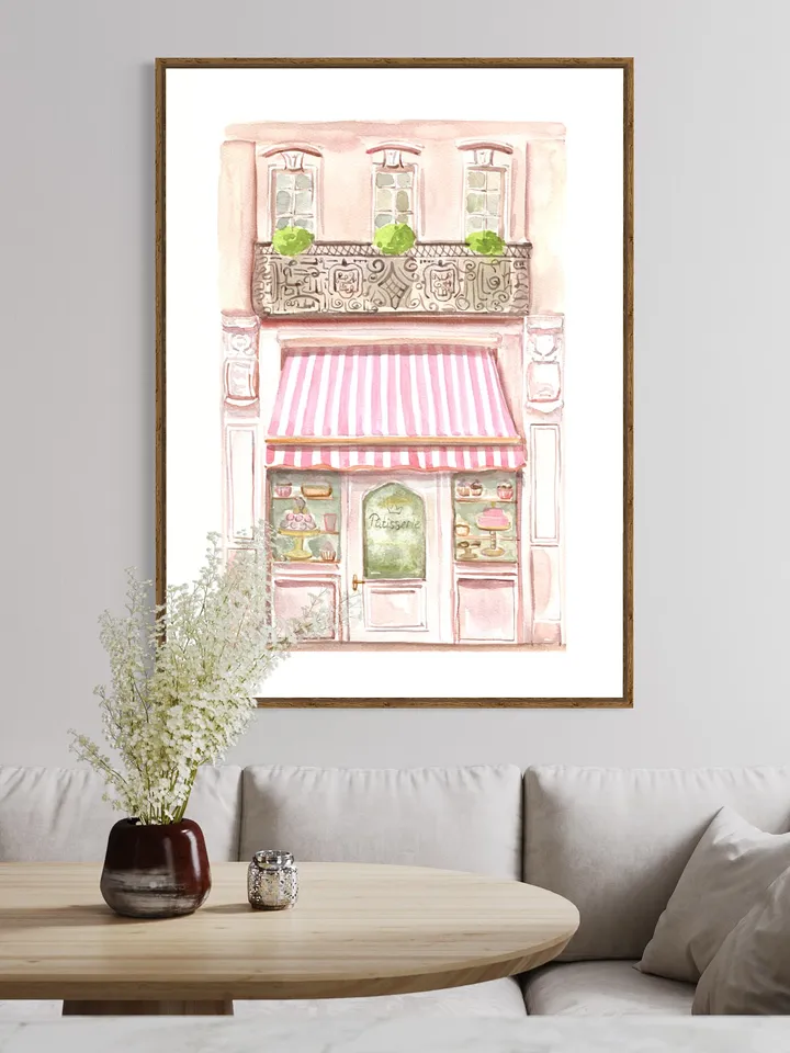 French Patisserie Bakery Art Print, Watercolor Painting, Paris Food Art, Sweet Shop Art Print, Pastel Kitchen Decor, Cute City Art Print