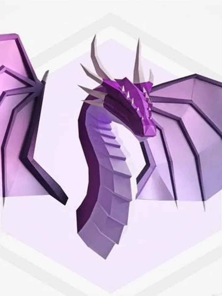 Papercraft Dragon With Wings, Digital Template, PDF Download, Gurko, 3D Low Poly, Pepakura, DIY Origami Sculpture, Paper Decor, DIY Gift