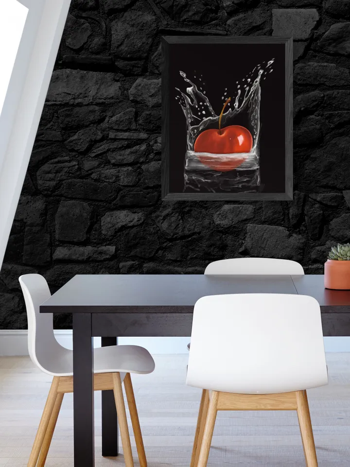 Cherry digital art illustration, Cherry painting aesthetic, Cherry drawing aesthetic