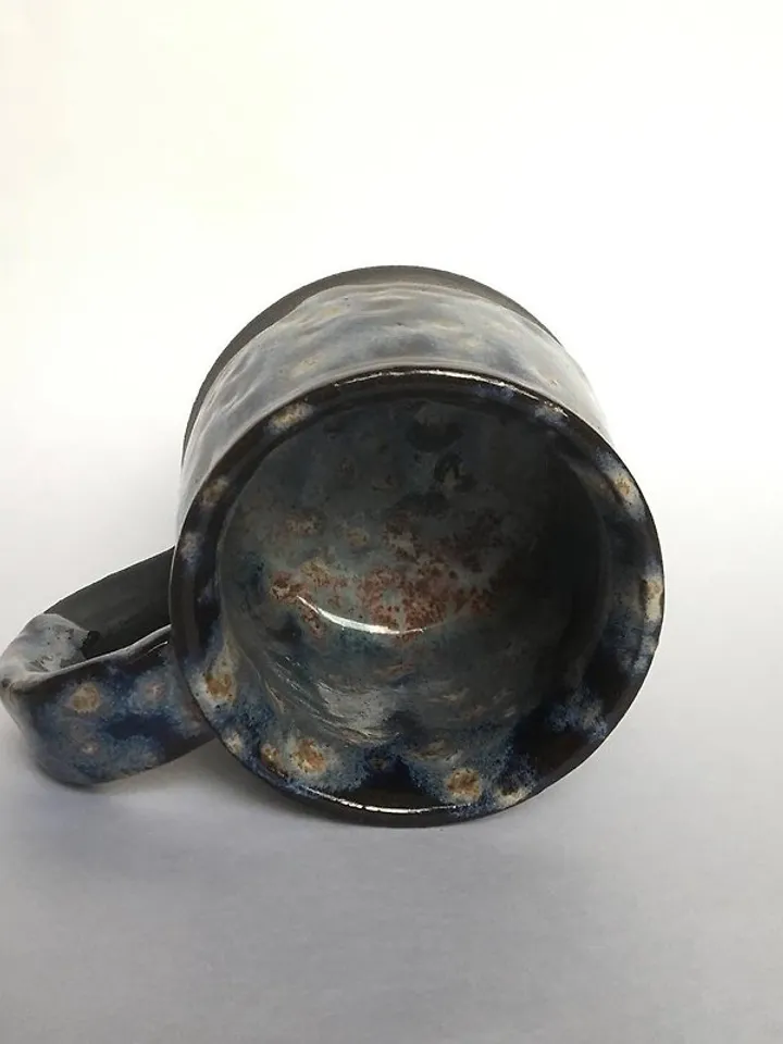 Blue and black galaxy glazed stoneware mug