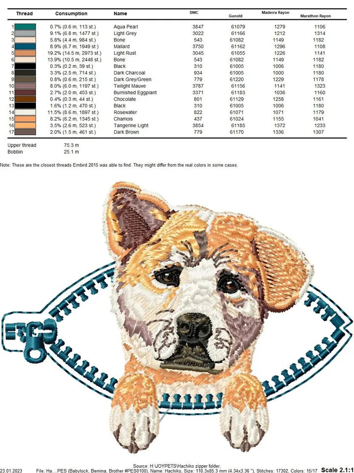Hachiko in a zipper pocket Miniature realistic machine embroidery design Pet dog realistic pattern puppy embroidery motif