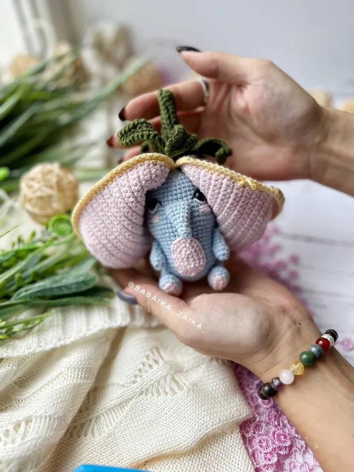 PDF Crochet Pineapple Elephant Pattern, Amigurumi Fruit Animal Tutorial, Unique Handmade Toy Design, Small Toy Eco-Friendly DIY Pattern
