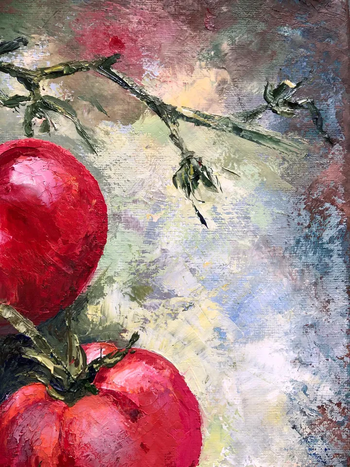 Original Still Life Painting Tomatoes Oil Painting Kitchen Still life