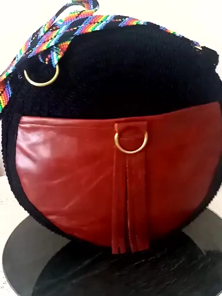 Colorful kaleidoscope bag Round crochet bag Crochet festival bag Art to wear purse Mandala art handmade Crochet mandala Macrame shoulder bag