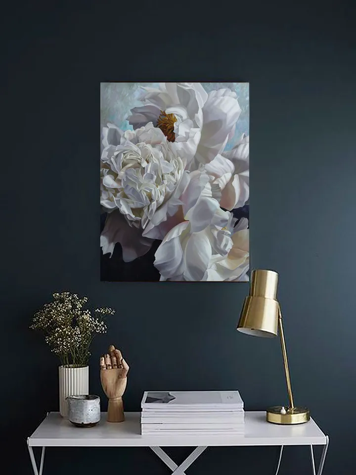 White peonies oil painting