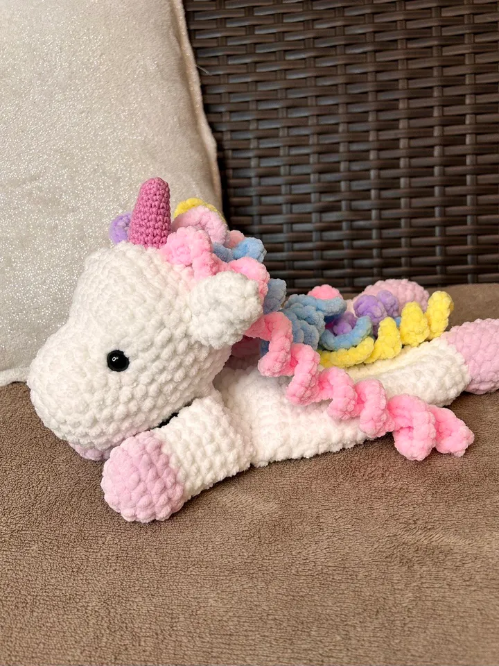 Crochet unicorn cuddle toy Baby shower gift Baby lovey