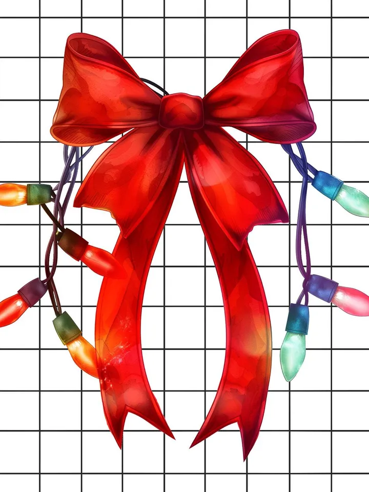 Christmas Light Coquette Bow PNG tshirt design, Christmas Season sublimation, New year PNG, Retro Merry Christmas Png, Coquette Bow
