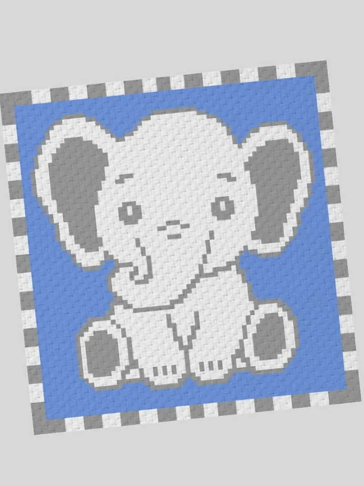 Crochet C2C Baby Elephant baby blanket pattern