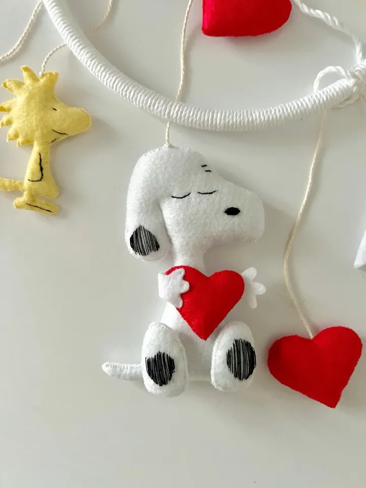 Snoopy Baby Mobile Charlie Brown Mobile Baby Crib Mobile Nursery Mobile Felt