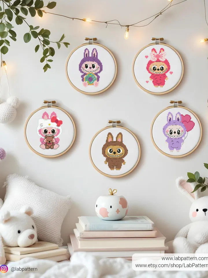 Cute brown monster Cross stitch pattern PDF, Small Cross stitch, Kawaii, beginner counted, Tiny modern chart, gift DIY, embroidery