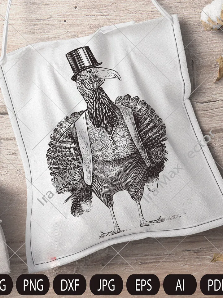 Turkey Svg, MR. Turkey clipart,Turkey in top Hat, Turkey detailed, Turkey bird,  Funny Turkey Svg ,Turkey Vector Svg, Farm birds,Poultry
