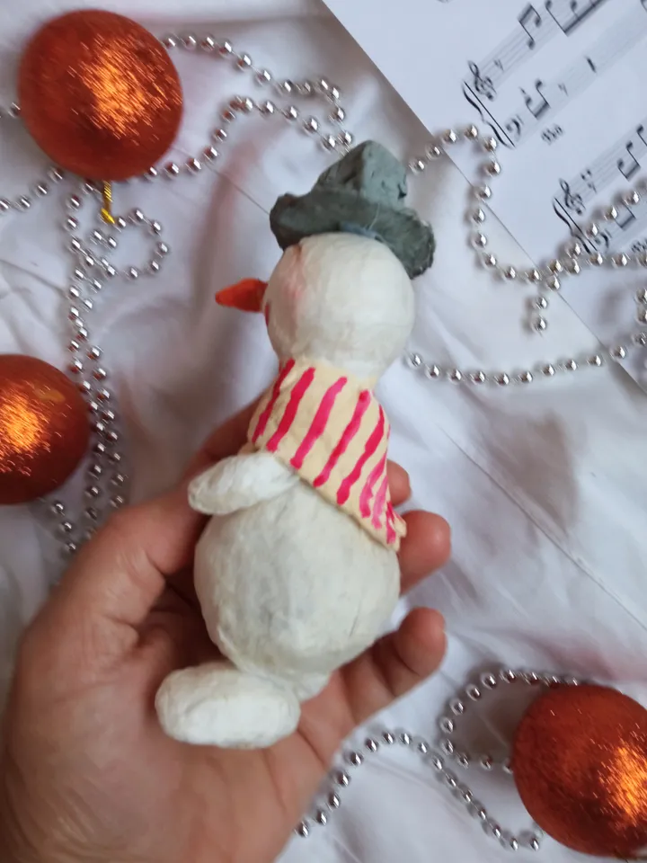 A couple of cool snowmen in hats. Handmade. Decorating the Christmas tree and New Year's decor house indoor Free shipping
