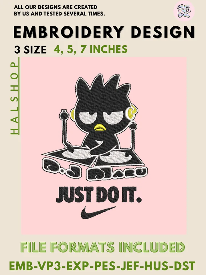 Badtz-Maru x Nike Machine Embroidery Design – Cute Sanrio Digital Embroidery File 😎