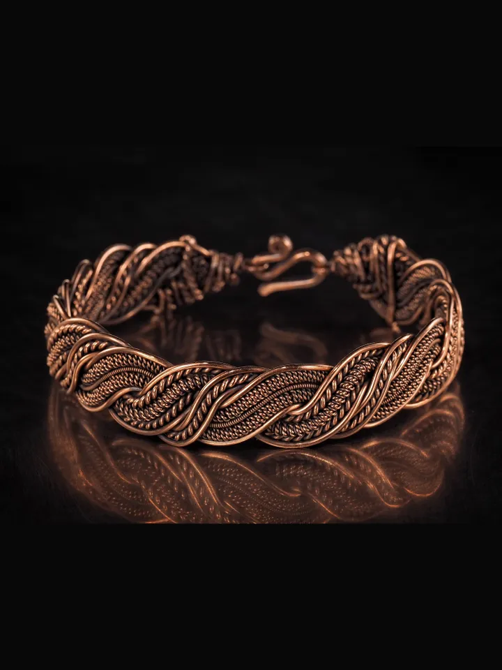 Woven copper wire bracelet Antique style handcrafted copper jewelry Unique gift
