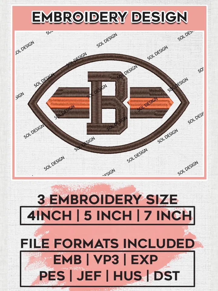 NFL Cleveland Browns Logo Embroidery Designs, NFL Browns, NFL Embroidery Designs, NFL Cleveland Browns Machine Embroidery Design, Digital Download