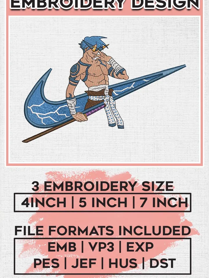 Nike Kamina Embroidery Files, Tengen Toppa Gurren Lagann Anime Character Embroidery Designs, Machine Embroidery Pattern, Digital Download EMB_ANIME_191