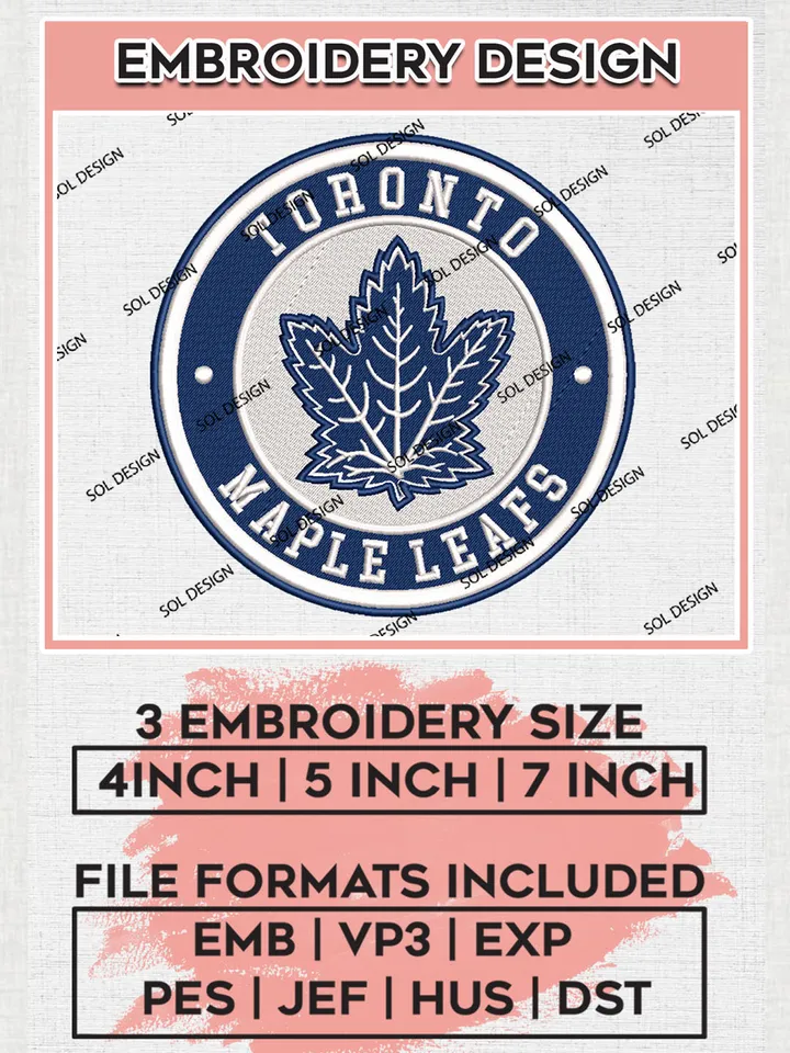 Toronto Maple Leafs Circle Logo Machine Embroidery Files, NHL Toronto Maple Leafs Embroidery Designs, NHL Maple Leafs Logo, NHL Embroidery Designs, Digital Download