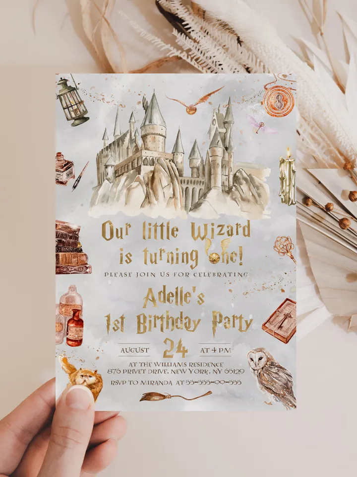The Chosen One Invitation; Wizard Birthday Party; Magic School 1st Birthday Invitation Template; Editable Wizarding World Invitation; W8