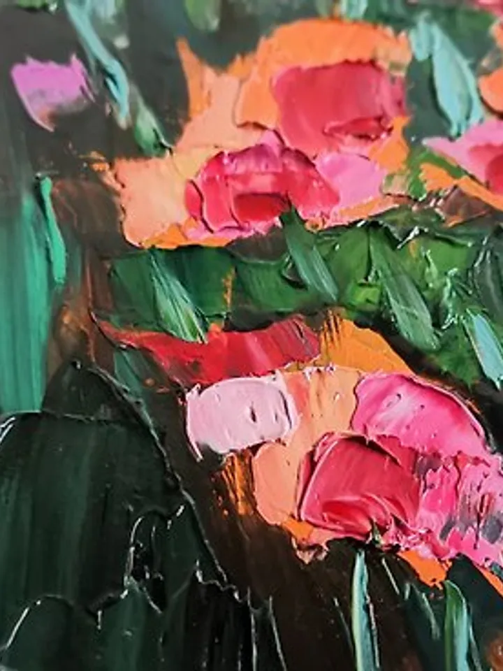 Poppy Painting Original Art Small Impasto Oil Painting Flower Verafe