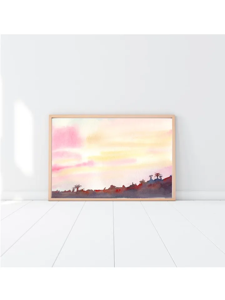 Landscape Watercolor Wall Art Print Forest Trees Art Landscape Wall Art Mountain Poster Watercolor Landscape living Room Print still Life