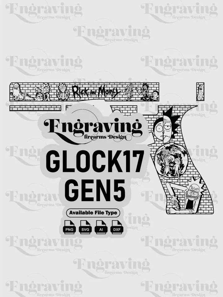 Glock17 Gen5 Engraving Design | Rick&Morty | Vector File Bundle for Laser Engraving Svg