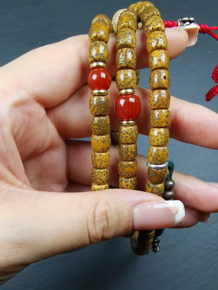 Gandhanra Old 108 Tibetan Lotus Seed Beads Mala,7mm Prayer Beads Necklace,Diameter 0.28&quot;, Circumference 28&quot;