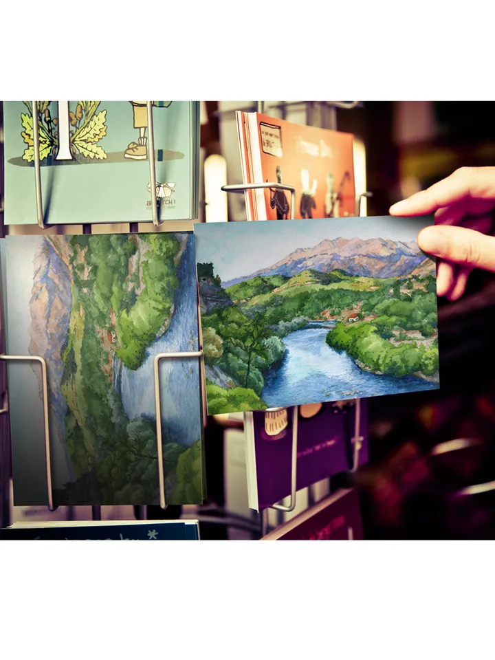 River in the mountains Watercolor painting for printing Digital file Large poster