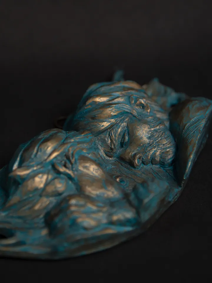 Bas-relief of Viktor and Jayce from "Arcane"