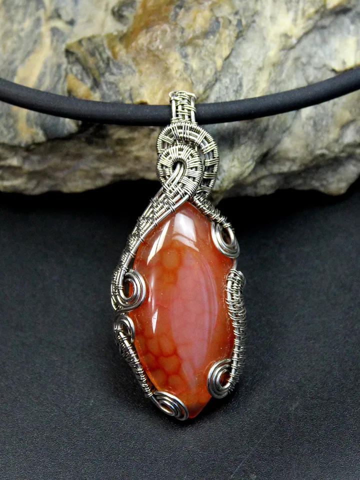 Handmade necklace with a pendant made of natural quartz