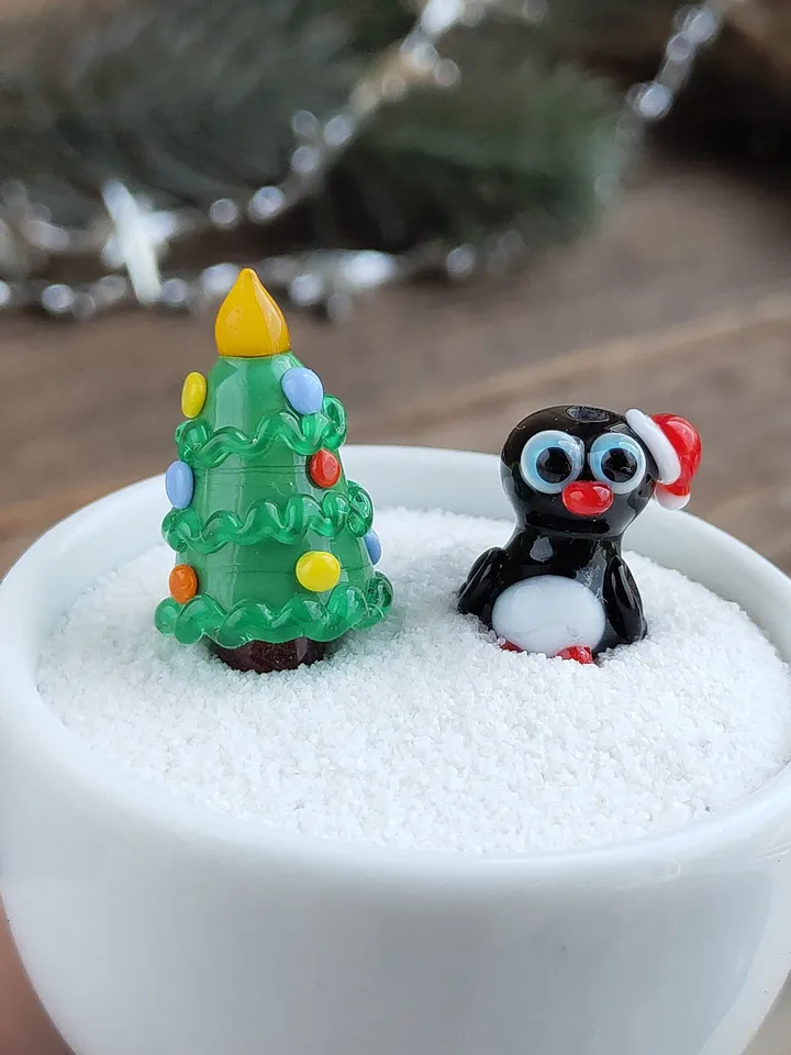 MINIATURE ANIMALS Penguin figurine Penguin miniature Baby penguin Glass penguin decor penguin gift Tiny Penguin Glass figurines Ornaments